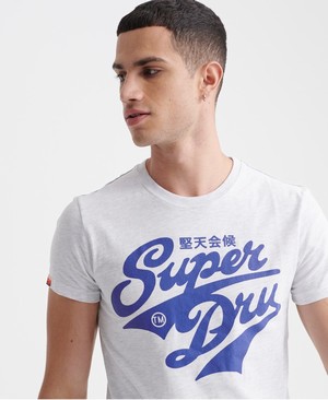 Superdry Heritage Classic Mid Férfi Pólók Fehér/Kék | TQYUG8402